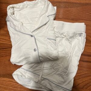 Cozy earth short sleve pj set white small  White Button-Up Pajama Set